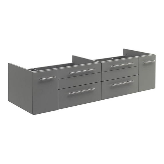 Fresca Lucera 60" Double Undermount Sink Solid Wood Bathroom Cabinet in Gray