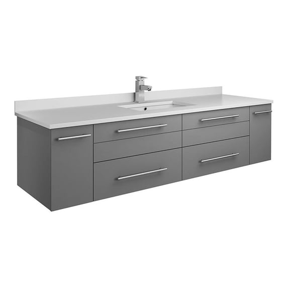 Fresca Fcb6160-Uns-U Lucera 60" Wall Mounted Single Basin Vanity Set - Grey