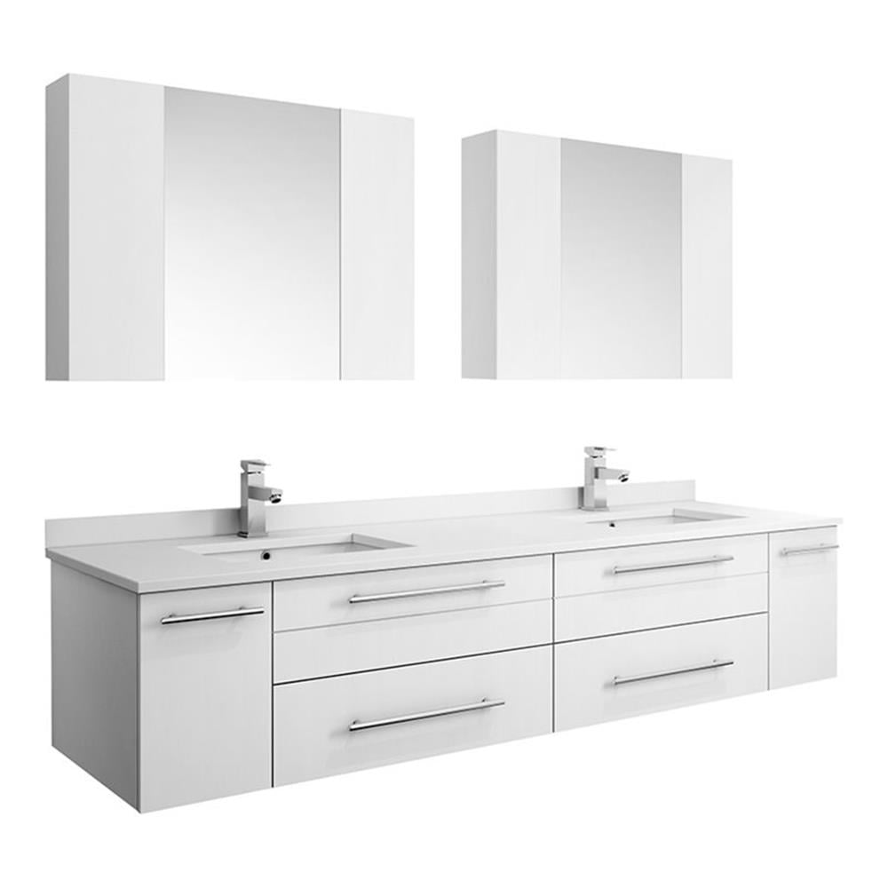 Fresca Lucera Wall Hung Double Undermount Sink Bathroom Vanity