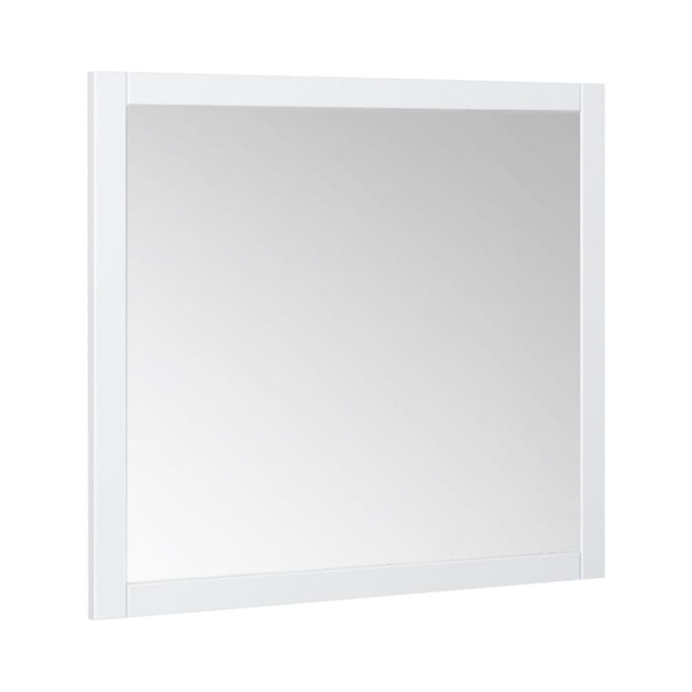 White Wood Square Framed Bathroom Vanity Mirror