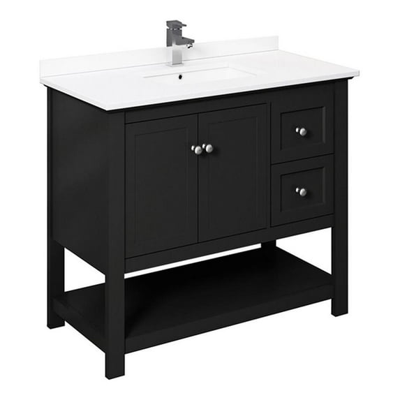 RGM Distribution Fresca Manchester 42" Black Traditional Bathroom Cabinet w/ Top & Sink