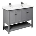 thumbnail image 1 of Fresca Manchester 48" 4-door Double Sinks Wood Bathroom Cabinet in Gray, 1 of 8