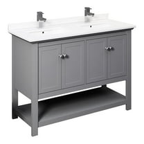 Fresca Manchester 48" 4-door Double Sinks Wood Bathroom Cabinet in Gray
