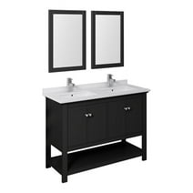 Fresca Manchester 48" Double Sinks Wood Bathroom Vanity with Mirrors in Black