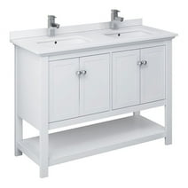 Fresca Manchester 48" Traditional Double Sinks Wood Bathroom Cabinet in White