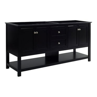 Fresca Manchester 72" Double Sinks Traditional Wood Bathroom Cabinet in Black