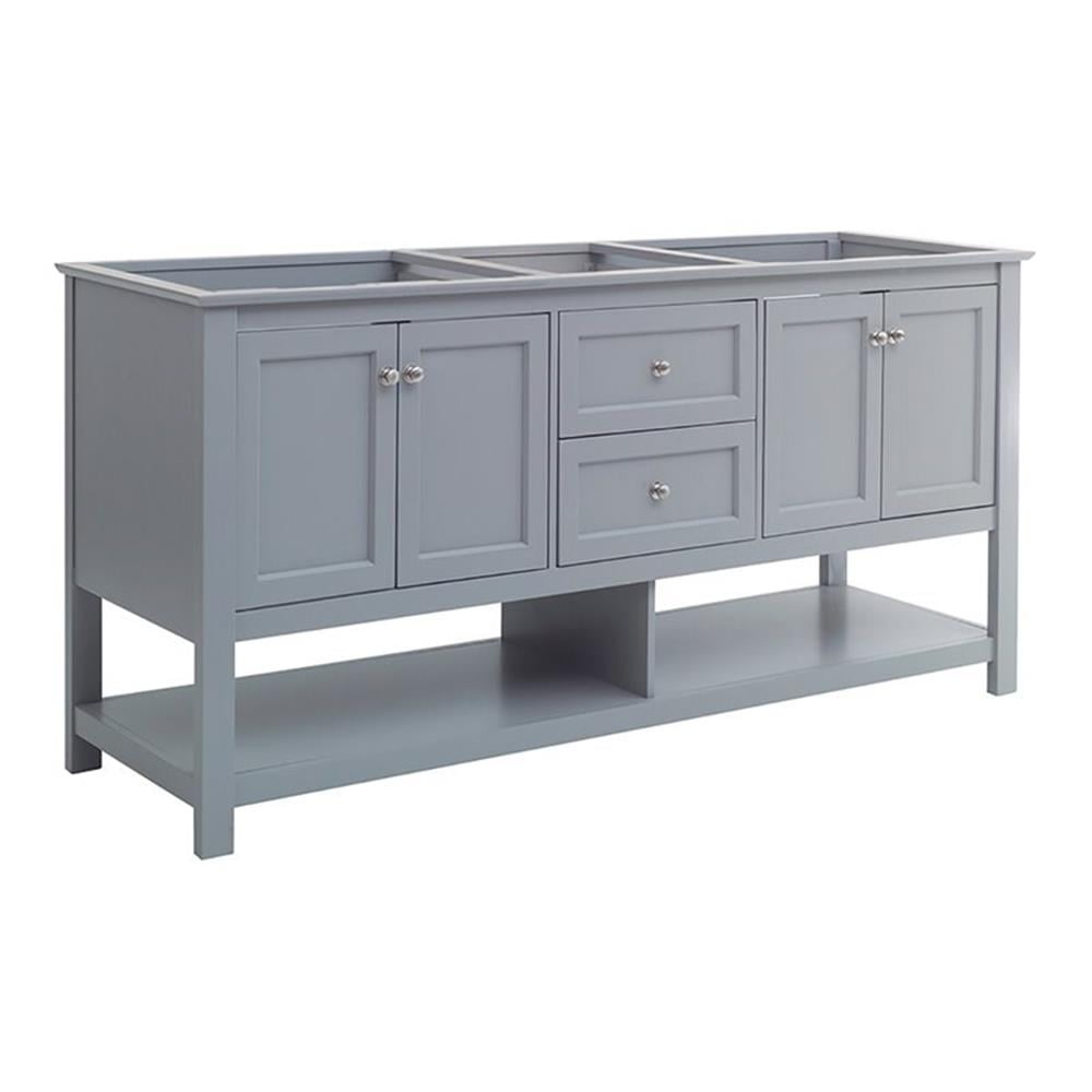 Manchester 72" Gray Solid Wood Freestanding Double Sink Vanity Base