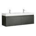 thumbnail image 1 of Fresca Fcb8042-I Mezzo 60" Wall Mounted Double Basin Vanity Set - Black, 1 of 5