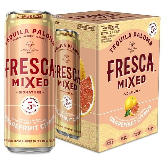 Fresca Mixed Tequila Paloma Canned Cocktails, 4 pack 12 fl. oz. Cans, 5% ABV