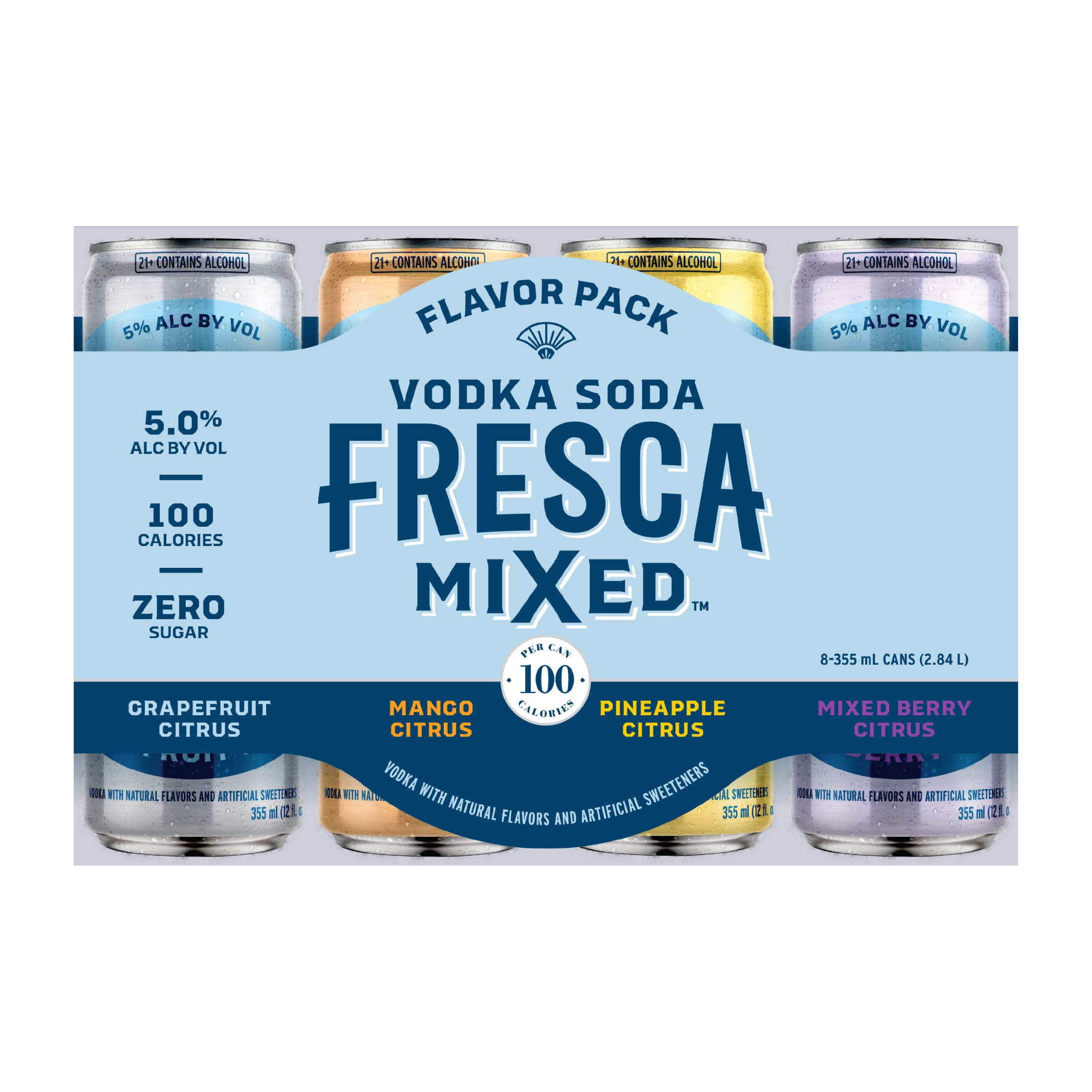 Fresca Mixed Vodka Spritz Variety Pack (Act I) 8 x 355ml Cans - 10 Proof (5% ABV)
