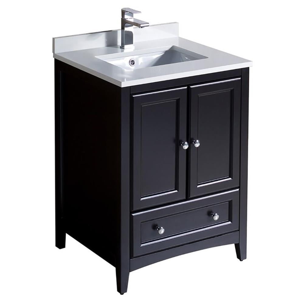 Espresso 24" Freestanding Single Sink Vanity with Quartz Top