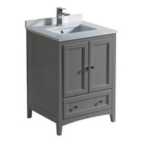 Fresca Oxford 24" Traditional Wood Bathroom Cabinet with Top/Sink in Gray