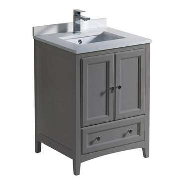 Fresca Oxford 24" Traditional Wood Bathroom Cabinet with Top/Sink in Gray