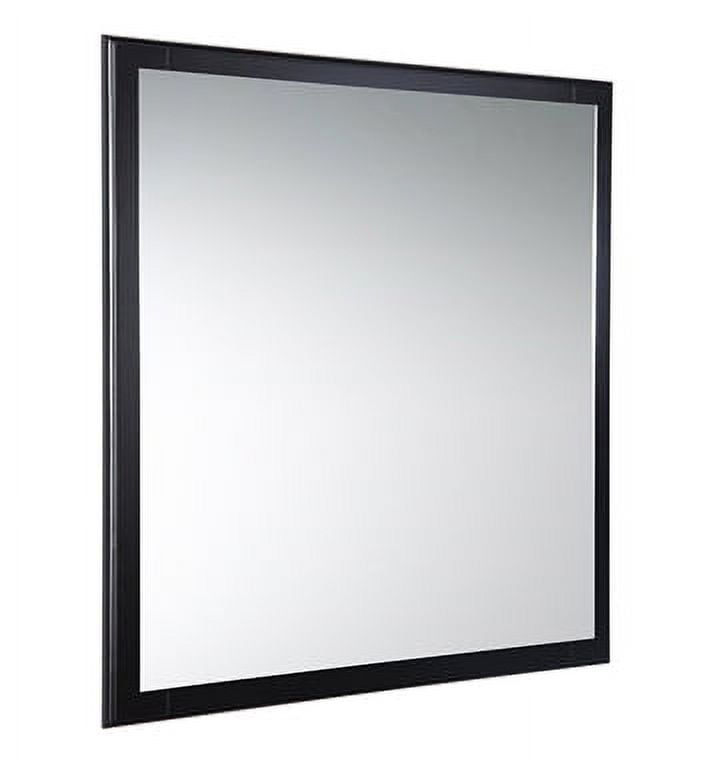 Espresso Carved Wood 32" Modern Bathroom Vanity Mirror