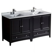 Fresca Oxford 60" Espresso Double Sink Bathroom Cabinets with Top and Sinks