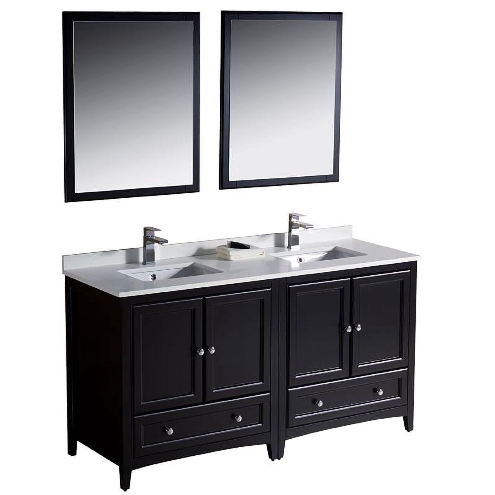 Fresca Oxford 60" Espresso Traditional Double Sink Bathroom Vanity