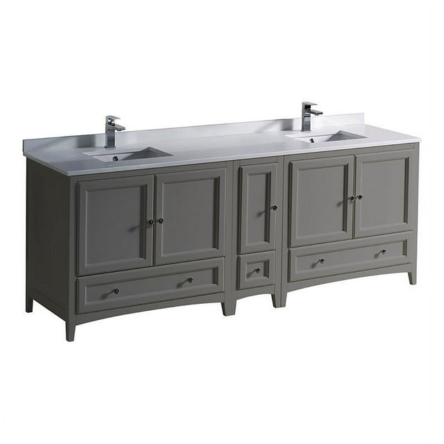 Fresca Oxford 72" Double Sinks Traditional Wood Bathroom Cabinet in Gray