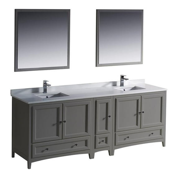 Fresca Oxford 84" Gray Traditional Double Sink Bathroom Vanity