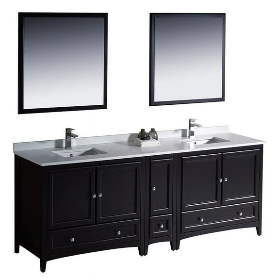 Fresca Oxford 84" Espresso Traditional Double Sink Bathroom Vanity