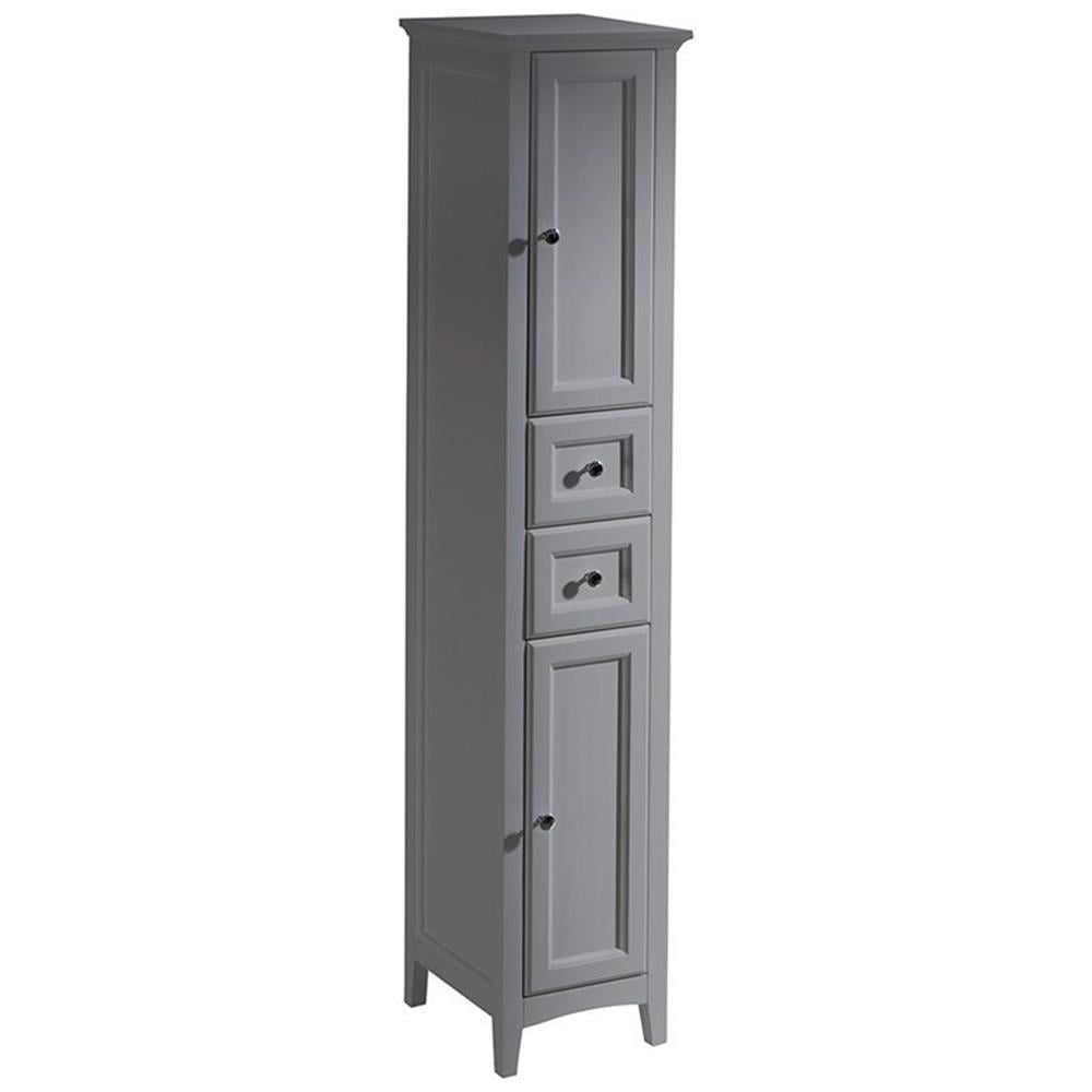 Gray Solid Wood Tall Traditional Bathroom Linen Cabinet