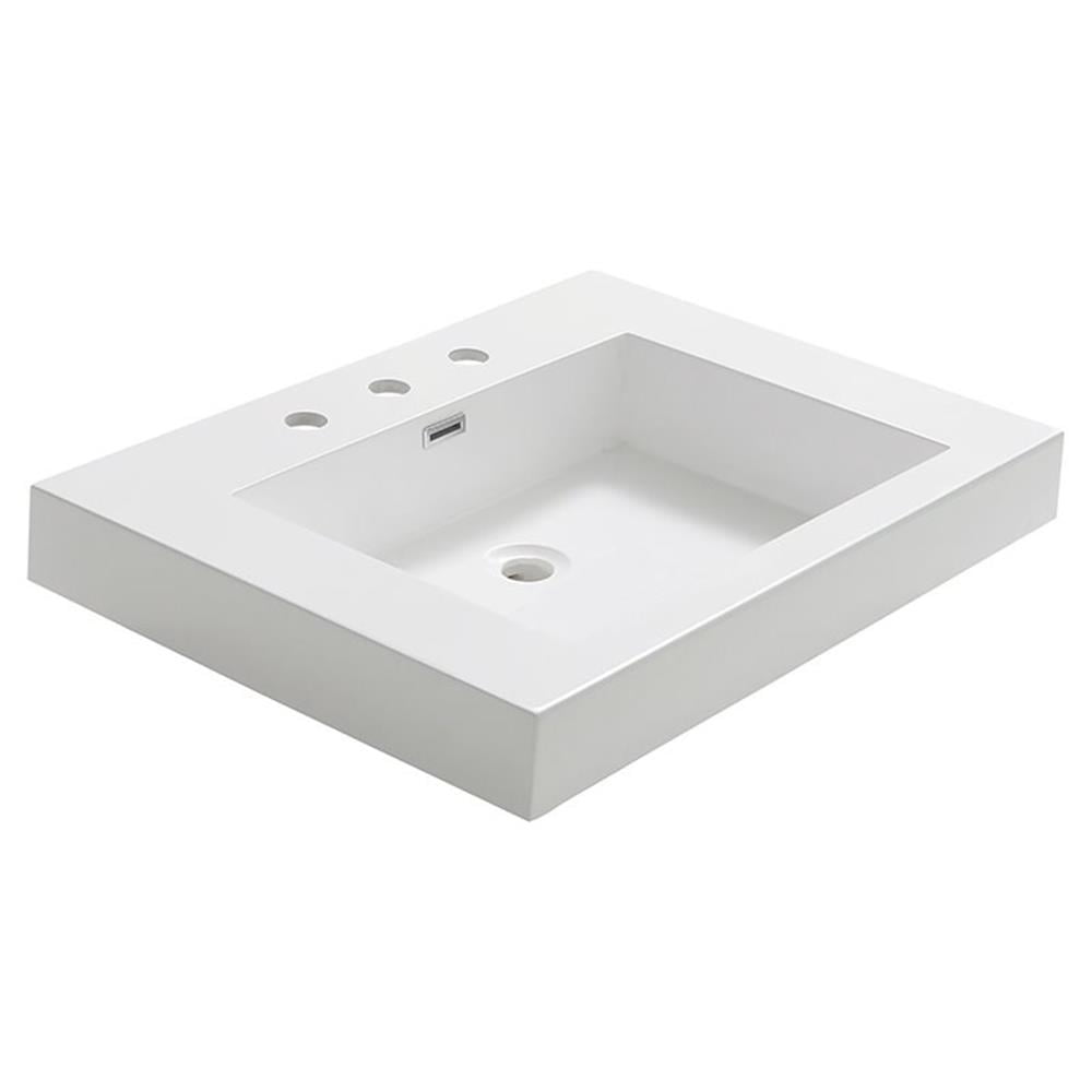 Potenza 28" White Acrylic Rectangular Drop-In Bathroom Sink