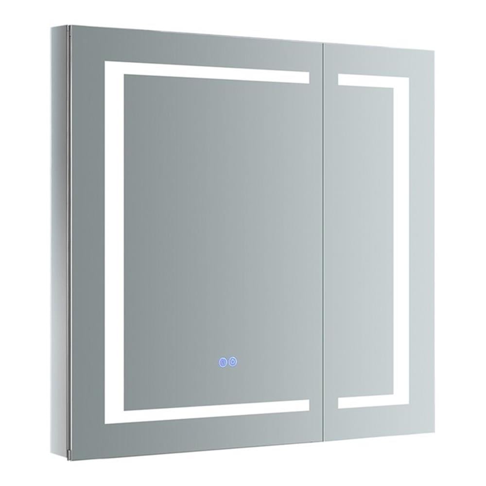 Contemporary 29.5" Square Bathroom Medicine Cabinet with LED Lighting