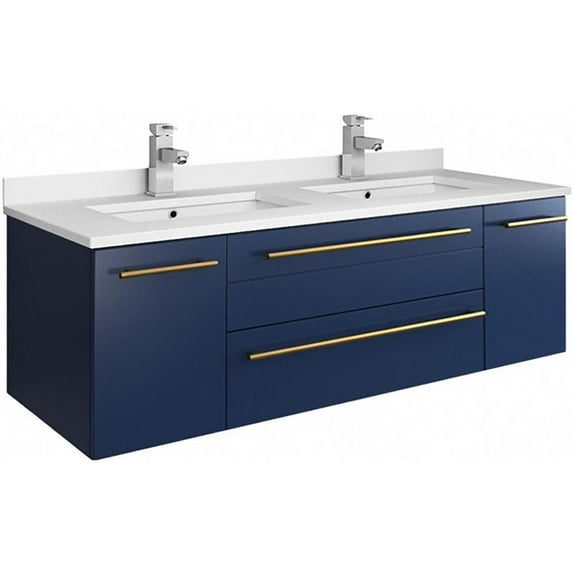 Fresca Fcb6148-Uns-D-U Lucera 48" Wall Mounted Double Basin Vanity Set - Blue