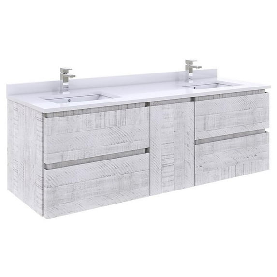 Fresca Fcb31-241224-U Formosa 60" Wall Mounted Double Basin Vanity Set - White