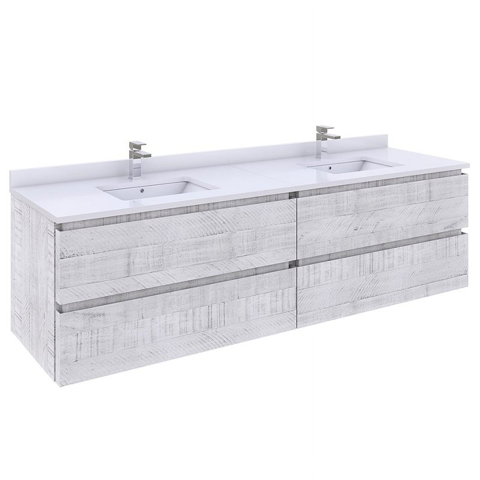 Fresca Stella 70" Wall Hung Double Bathroom in Rustic White