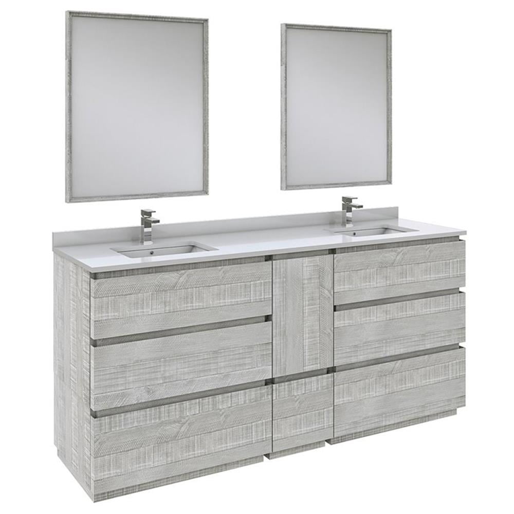 Fresca Stella 72" Double Bathroom Vanity w/ Mirrors in Sage Gray
