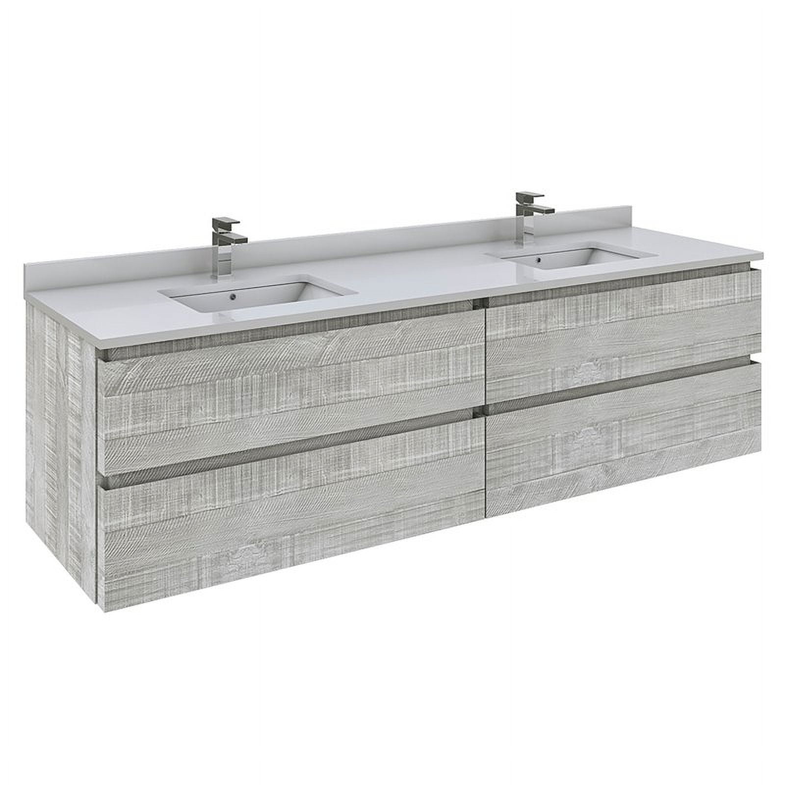 Fresca Stella 72" Wall Hung Double Bathroom w/ Top & Sinks in