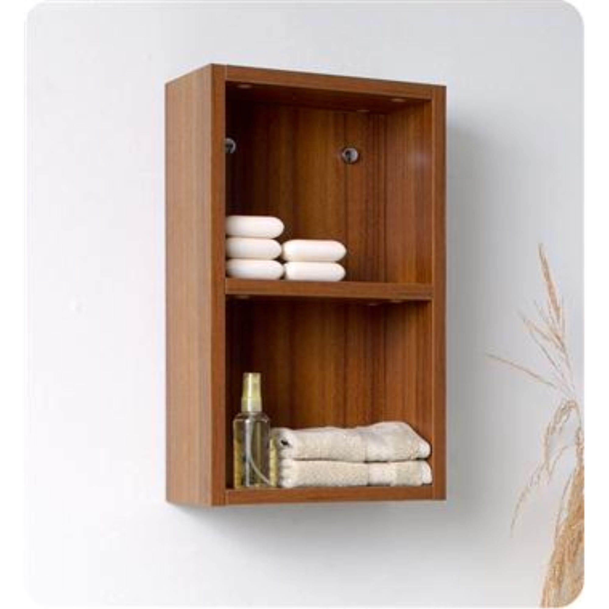 Teak Wall-Mounted Bathroom Cabinet with Adjustable Shelves