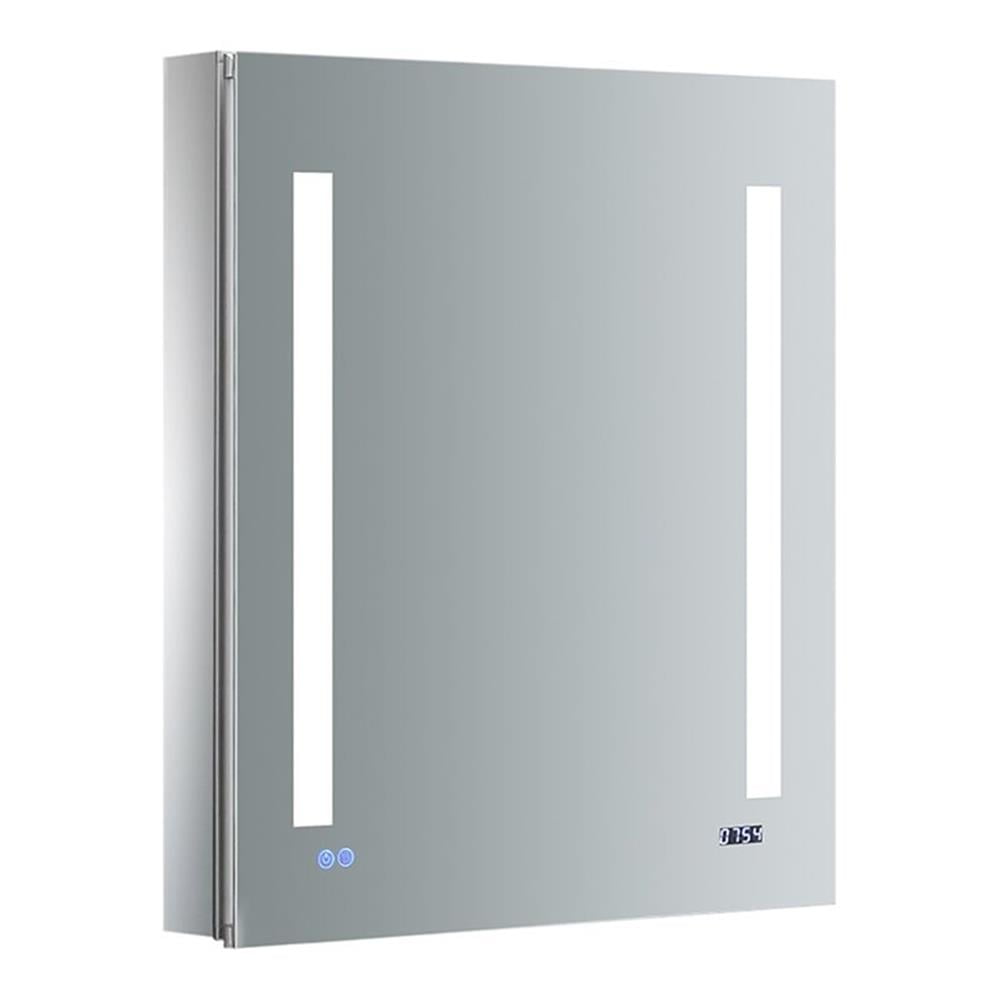 Modern 24"x30" Aluminum Frameless Mirrored Medicine Cabinet with LED & Clock