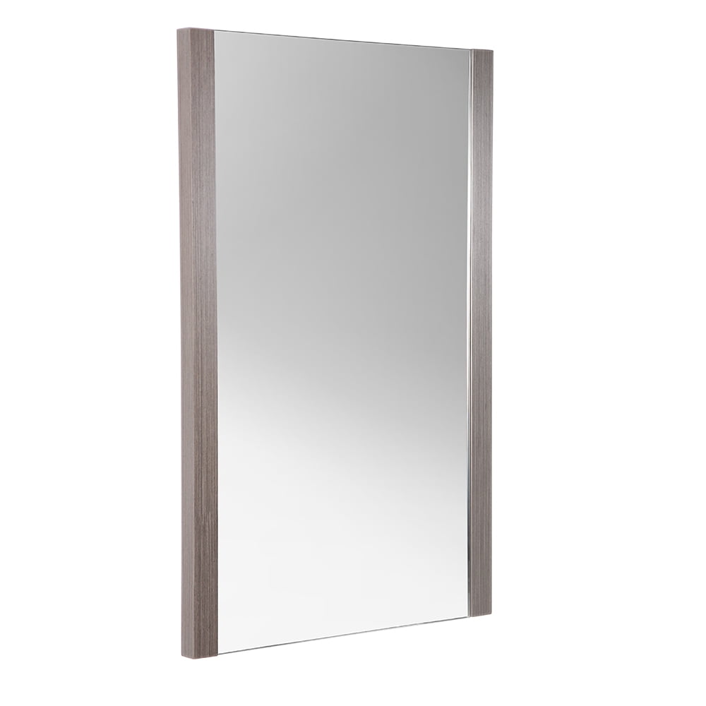 Gray Oak Rectangular Frameless Bathroom Vanity Mirror