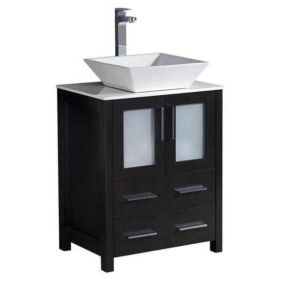Fresca Torino 24" Espresso Modern Bathroom Cabinet with Top and Vessel Sink