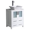 thumbnail image 1 of Fresca Torino 24" White Modern Bathroom Cabinet with Top and Vessel Sink, 1 of 3