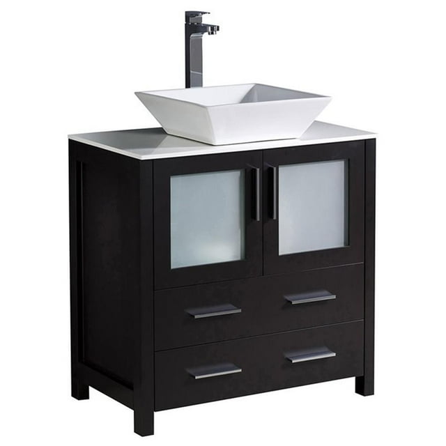 Fresca Torino 30" Espresso Modern Bathroom Cabinet with Top and Vessel Sink
