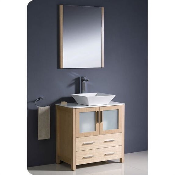 Fresca Torino 30" Light Oak Modern Bathroom Vanity with Vessel Sink