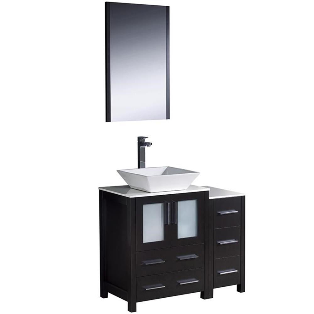 Fresca Torino 36" Espresso Bathroom Vanity with Side Cabinet and Vessel Sink