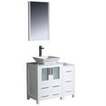 thumbnail image 1 of Fresca Torino 36" White Modern Bathroom Vanity with Side Cabinet & Vessel Sink, 1 of 11