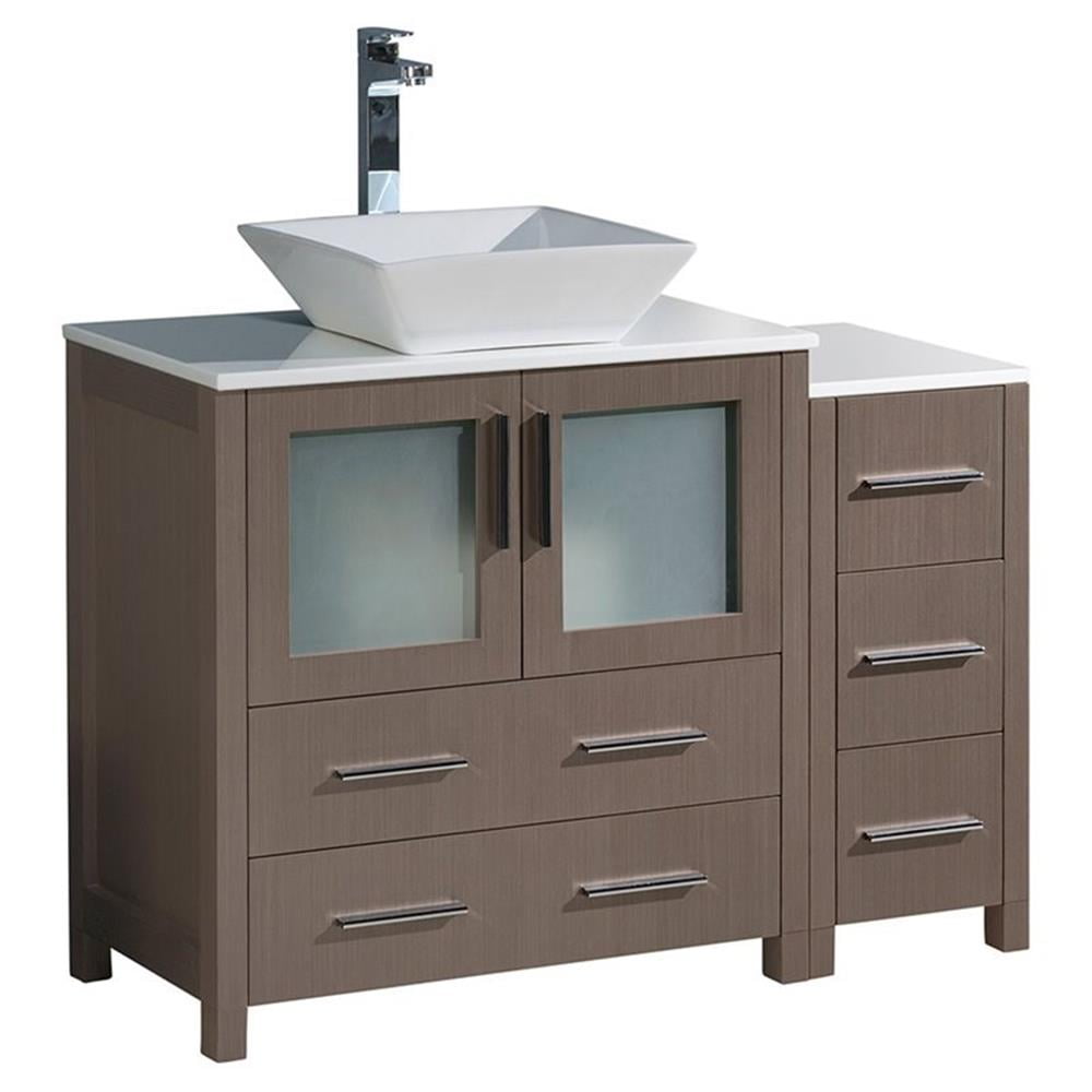 Fresca Torino 42" Gray Oak Modern Bathroom Cabinets w/ Top & Vessel ...