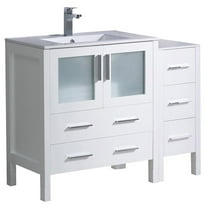 Fresca Torino 42" White Modern Bathroom Cabinets with Tops and Integrated Sink