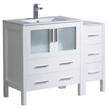 Fresca Torino 42" White Modern Bathroom Cabinets with Tops and Integrated Sink