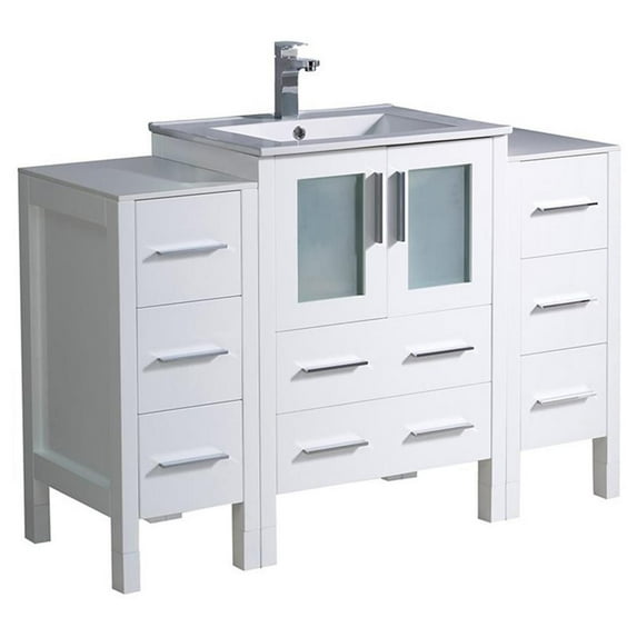 Fresca Torino 48" White Modern Bathroom Cabinets w/ Integrated Sink - FCB62-122412WH-I