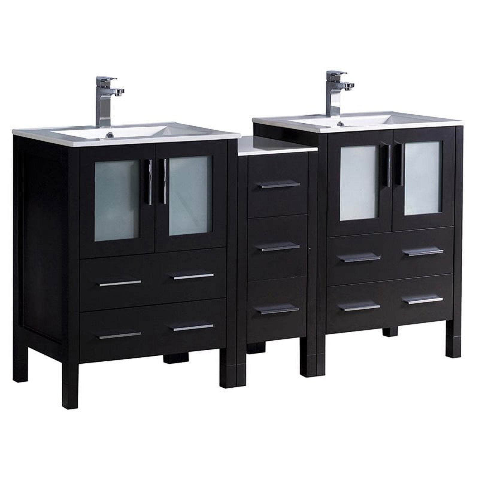 Fresca Torino 60" Espresso Double Sink Bathroom Cabinets with ...