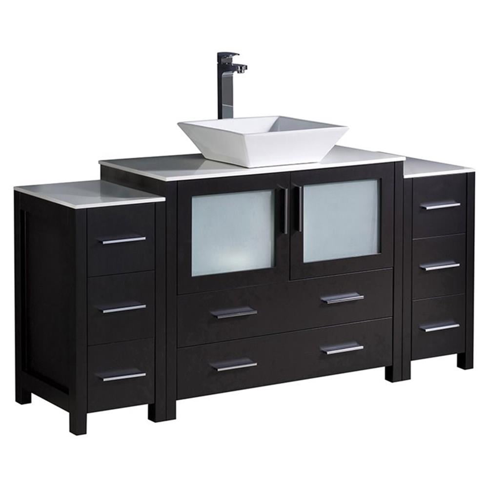 Fresca Torino 60" Espresso Modern Bathroom Cabinets with Top and Vessel ...