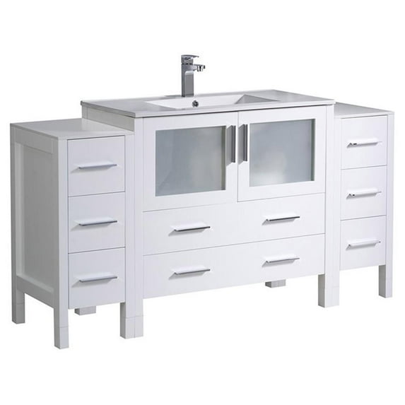 Fresca Torino 60" White Modern Bathroom Cabinets w/ Integrated Sink