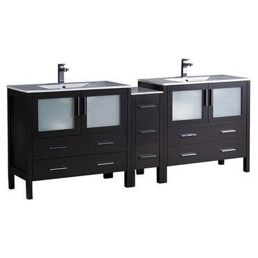 Fresca Torino 84" Espresso Double Sink Bathroom Cabinets with Integrated Sinks