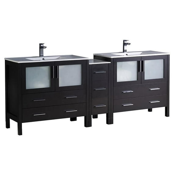 Fresca Torino 84" Espresso Modern Double Sink Bathroom Cabinets w/ Integrated Sinks - FCB62-361236ES-I