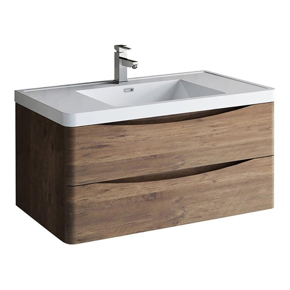Tuscany 40" Rosewood Wall Mount Vanity with Acrylic Sink